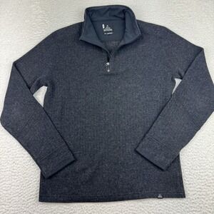 Prana‎ Trask Sweater Men's Medium 1/4 Zip Pullover Ribbed Wool Blend Gray